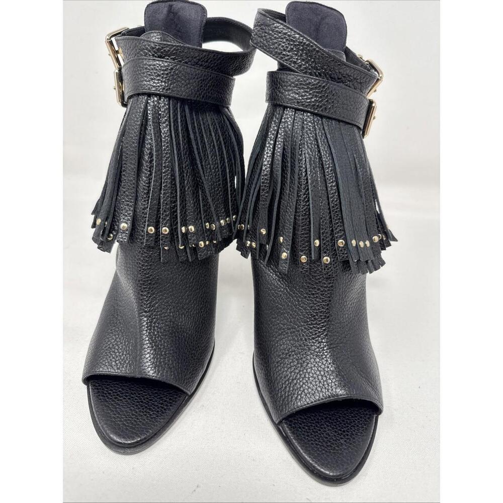 New Burberry Leather Fringe Peep Toe Bootie Size 40 US 9.5 - Picture 2 of 16